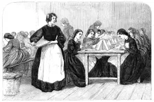 Girls making cartridges for Enfield rifles at the Royal Arsenal, Woolwich, 1862. Creator: Unknown