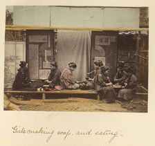 Girls making soap, and eating, about 1873-1883. Creator: Shinichi Suzuki I