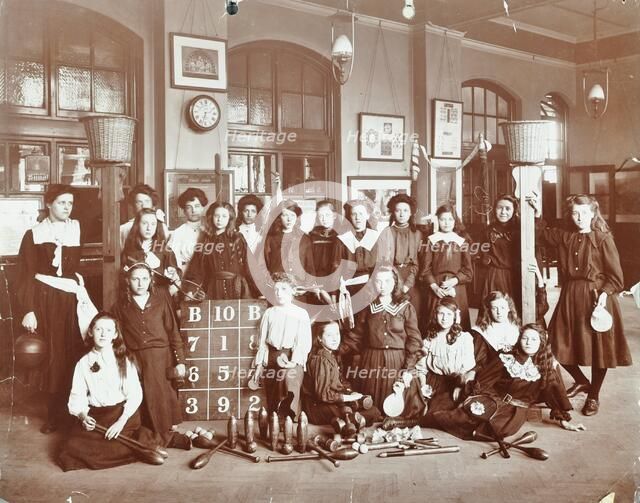 Girls sports club members, Cromer Street School/Argyle School, St Pancras, London, 1906. Artist: Unknown.
