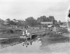 Girls posing, The Ford, Shipton Oliffe, Shipton, Gloucestershire, 1905. Artist: Henry Taunt