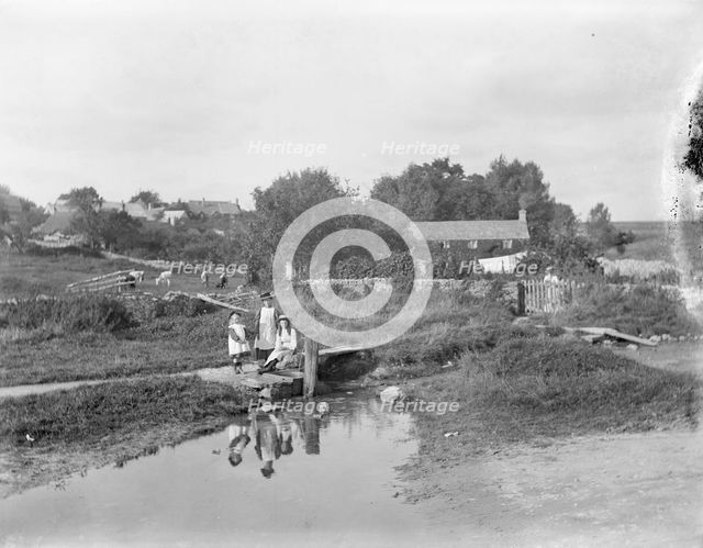 Girls posing, The Ford, Shipton Oliffe, Shipton, Gloucestershire, 1905. Artist: Henry Taunt