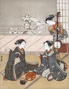 Girls Playing the Game of Ken c1745-1770.Artist: Suzuki Harunobu