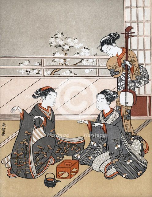 'Girls Playing the Game of Ken', c1745-1770.Artist: Suzuki Harunobu