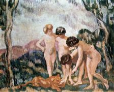 Girls Playing with a Lion Cub 1905-1906. Artist: Louis Valtat