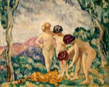 Girls Playing with a Lion Cub, 1905. Creator: Louis Valtat
