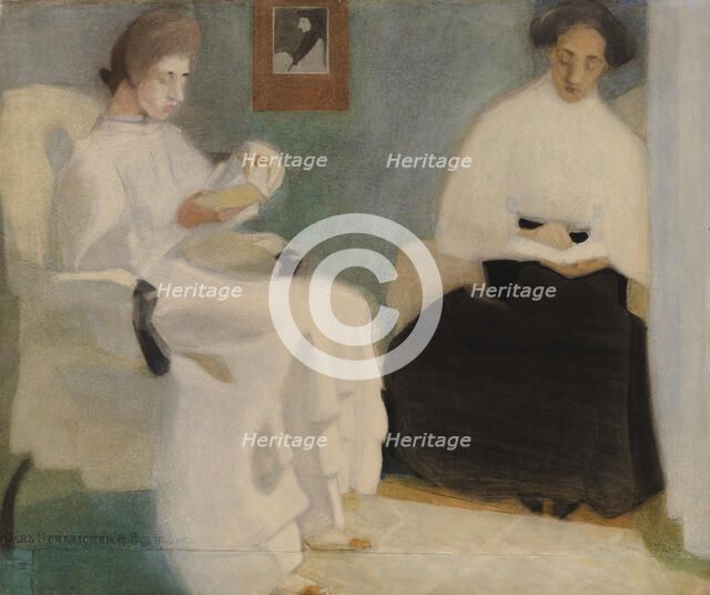 Girls Reading, 1907. Creator: Helene Schjerfbeck.