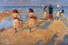 Girls Running, Walberswick Pier 1888-1894. Artist: Philip Wilson Steer
