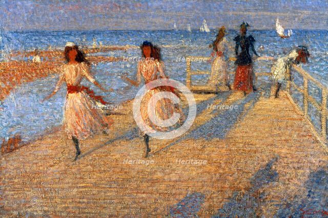 'Girls Running, Walberswick Pier', 1888-1894. Artist: Philip Wilson Steer