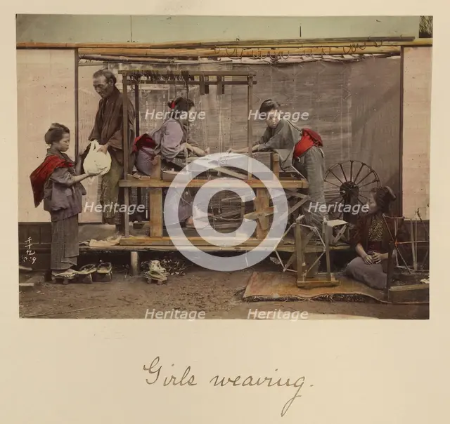 Girls Weaving, about 1873-1883. Creator: Shinichi Suzuki I.
