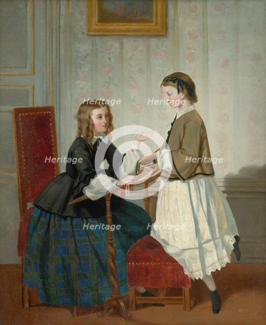 Girls with embroidery frame, 1865. Creator: Mária Schultzová.