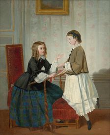 Girls with embroidery frame, 1865. Creator: Mária Schultzová