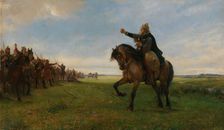 Gissur the old challenges the Huns on behalf of King Angantyr, 1886. Creator: Peter Nicolai Arbo