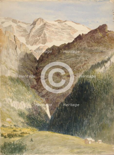 Glacier and Falls, 1863. Creator: Miner Kilbourne Kellogg.