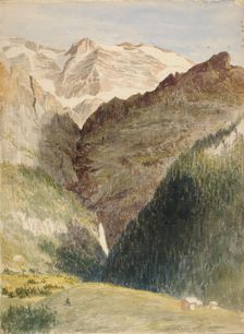 Glacier and Falls, 1863. Creator: Miner Kilbourne Kellogg