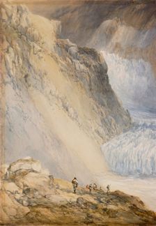 Glacier du Rhone and the Galenstock, from the Furka Pass Road, 1848. Creator: William Callow