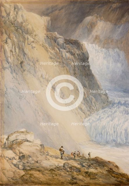 Glacier du Rhone and the Galenstock, from the Furka Pass Road, 1848. Creator: William Callow.