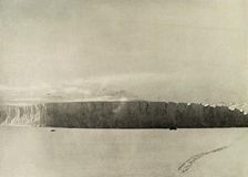 Glacier South of Cape Barne, with motor travelling on sea ice c1908, (1909)