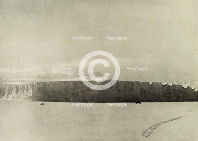 'Glacier South of Cape Barne, with motor travelling on sea ice', c1908, (1909).  Artist: Unknown.