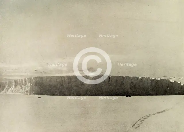 'Glacier South of Cape Barne, with motor travelling on sea ice', c1908, (1909).  Artist: Unknown.