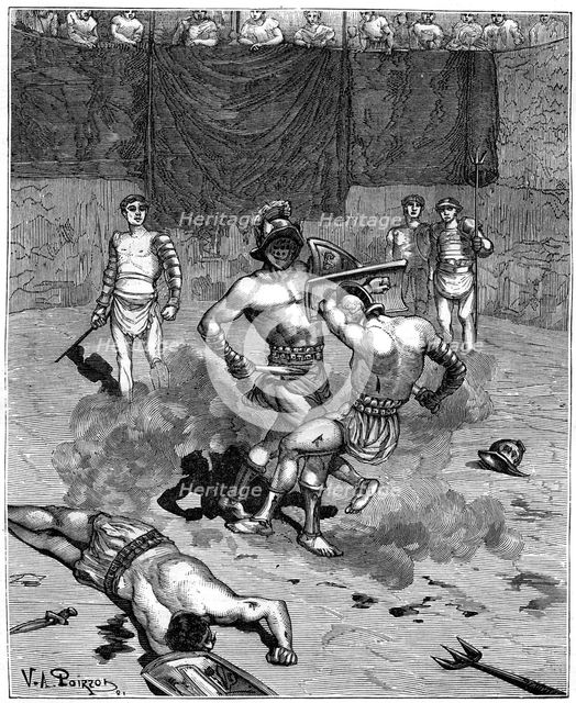 Gladiatorial combat, 1882-1884. Artist: Unknown