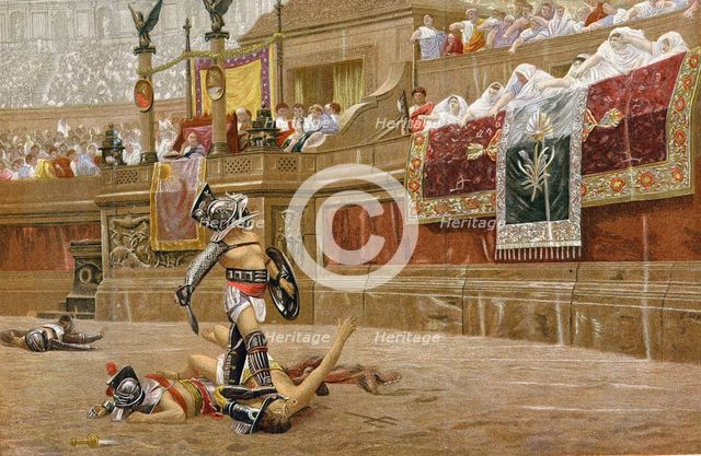 Gladiators in the Roman arena. Artist: Unknown