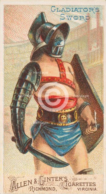 Gladiator's Sword, from the Arms of All Nations series (N3) for Allen & Ginter Cigarettes ..., 1887. Creator: Allen & Ginter.