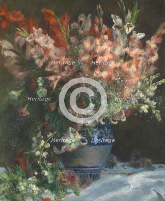 Gladioli in a Vase, c. 1875. Artist: Renoir, Pierre Auguste (1841-1919)