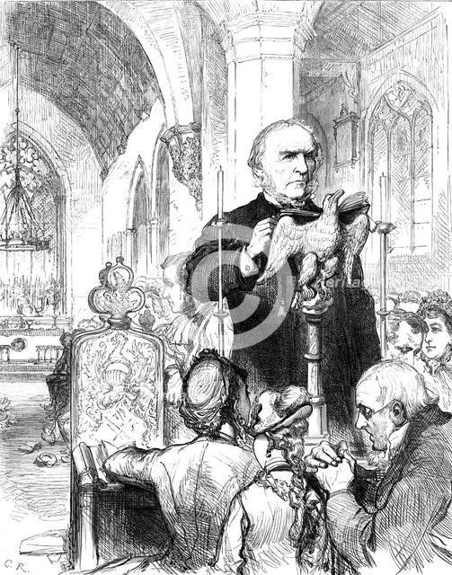 Gladstone Supplement: Mr. Gladstone reading the lessons at Hawarden Church, 1880. Creator: Unknown.