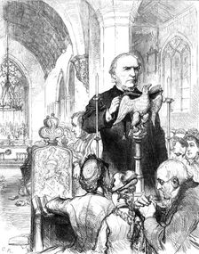 Gladstone Supplement: Mr. Gladstone reading the lessons at Hawarden Church, 1880. Creator: Unknown