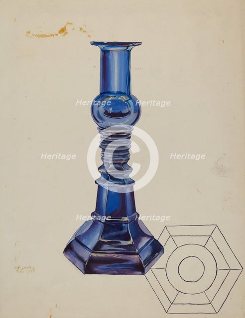 Glass Candlestick, c. 1936. Creator: Roberta Elvis.