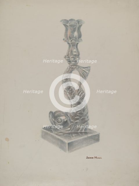 Glass Candlestick, c. 1940. Creator: John Hall.