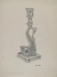 Glass Candlestick, c. 1940. Creator: John Hall