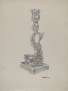 Glass Candlestick, c. 1940. Creator: John Hall