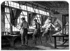 Glass cutters at their wheels, c1870. Creator: Unknown