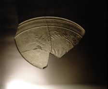 Glass cup engraved, fragment, from Pamplona
