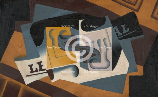 Glass and Newspaper, 1917. Creator: Juan Gris.