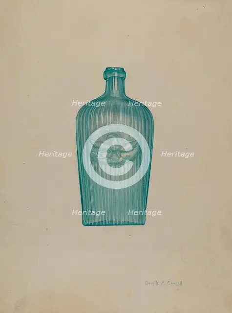 Glass Bottle, 1935/1942. Creator: Orville A. Carroll.
