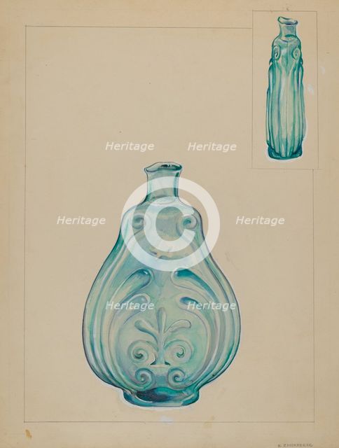 Glass Bottle, 1935/1942. Creator: A. Zaidenberg.