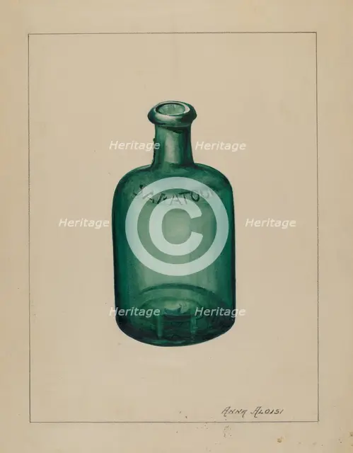 Glass Bottle, 1935/1942. Creator: Anna Aloisi.