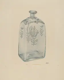 Glass Bottle, 1935/1942. Creator: Beverly Chichester