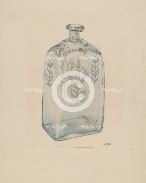 Glass Bottle, 1935/1942. Creator: Beverly Chichester.