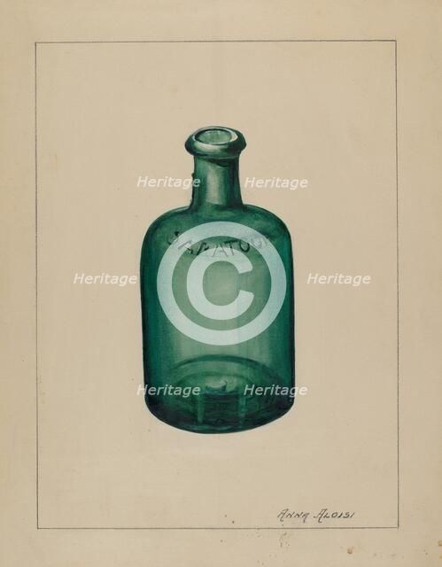 Glass Bottle, 1935/1942. Creator: Anna Aloisi.