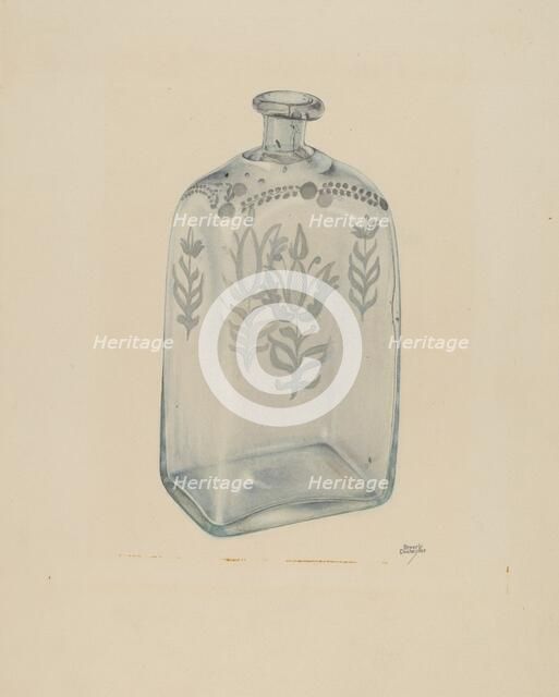 Glass Bottle, 1935/1942. Creator: Beverly Chichester.