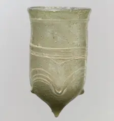 Glass Bell Beaker with White Trails, Frankish, late 5th-early 6th century. Creator: Unknown