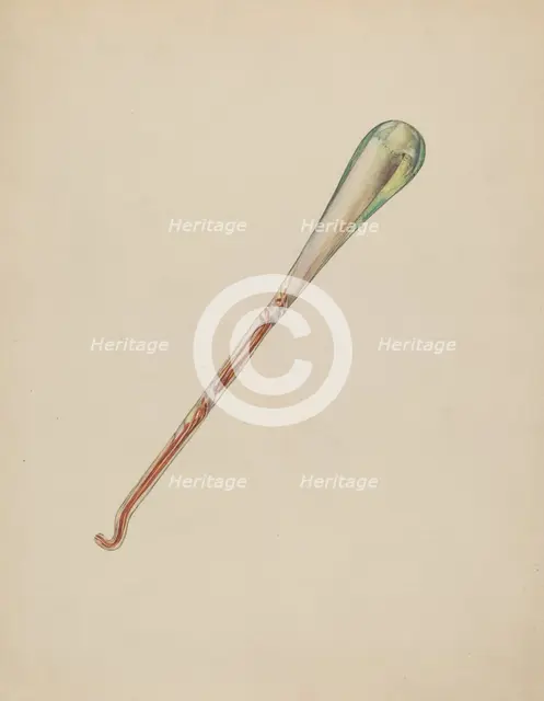 Glass Button Hook, c. 1938. Creator: Francis Law Durand.