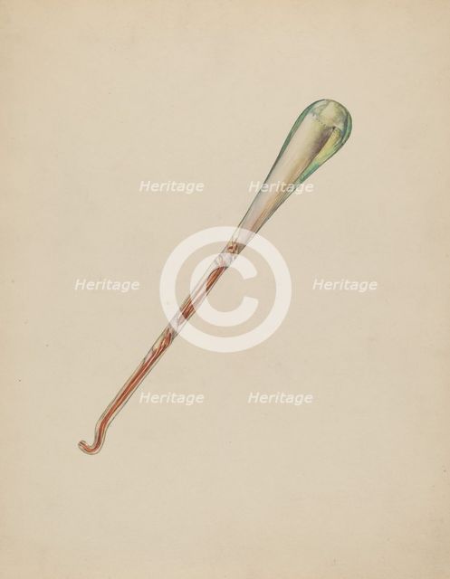 Glass Button Hook, c. 1938. Creator: Francis Law Durand.