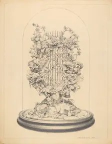 Glass Globe - Wax Flowers, 1937. Creator: J. Howard Iams