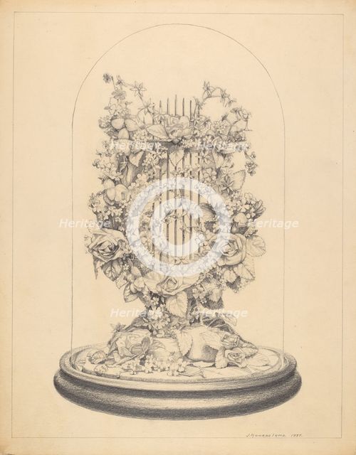 Glass Globe - Wax Flowers, 1937. Creator: J. Howard Iams.