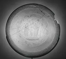 Glass Dish with an Engraving of the Raising of Lazarus, Late Roman, 4th-5th century. Creator: Unknown