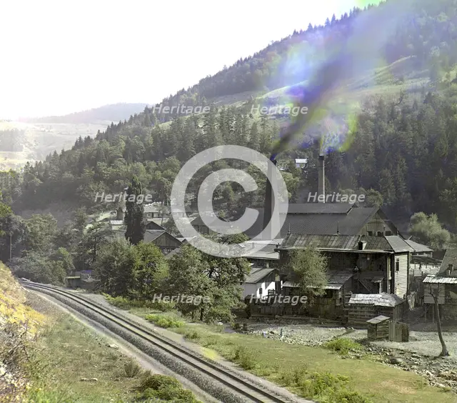 Glass factory in Borzhom, between 1905 and 1915. Creator: Sergey Mikhaylovich Prokudin-Gorsky.